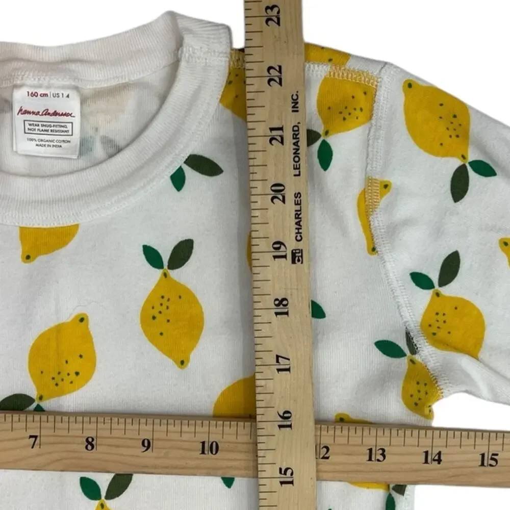 HANNA ANDERSSON 100% Organic Cotton Lemon Print Pajama Top SZ 160 / US 14